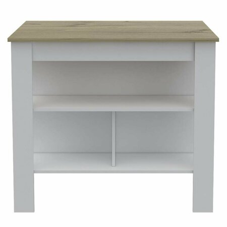 DEPOT E-SHOP hygienic Delos Kitchen Island, White & Light Oak DE-ADB5773